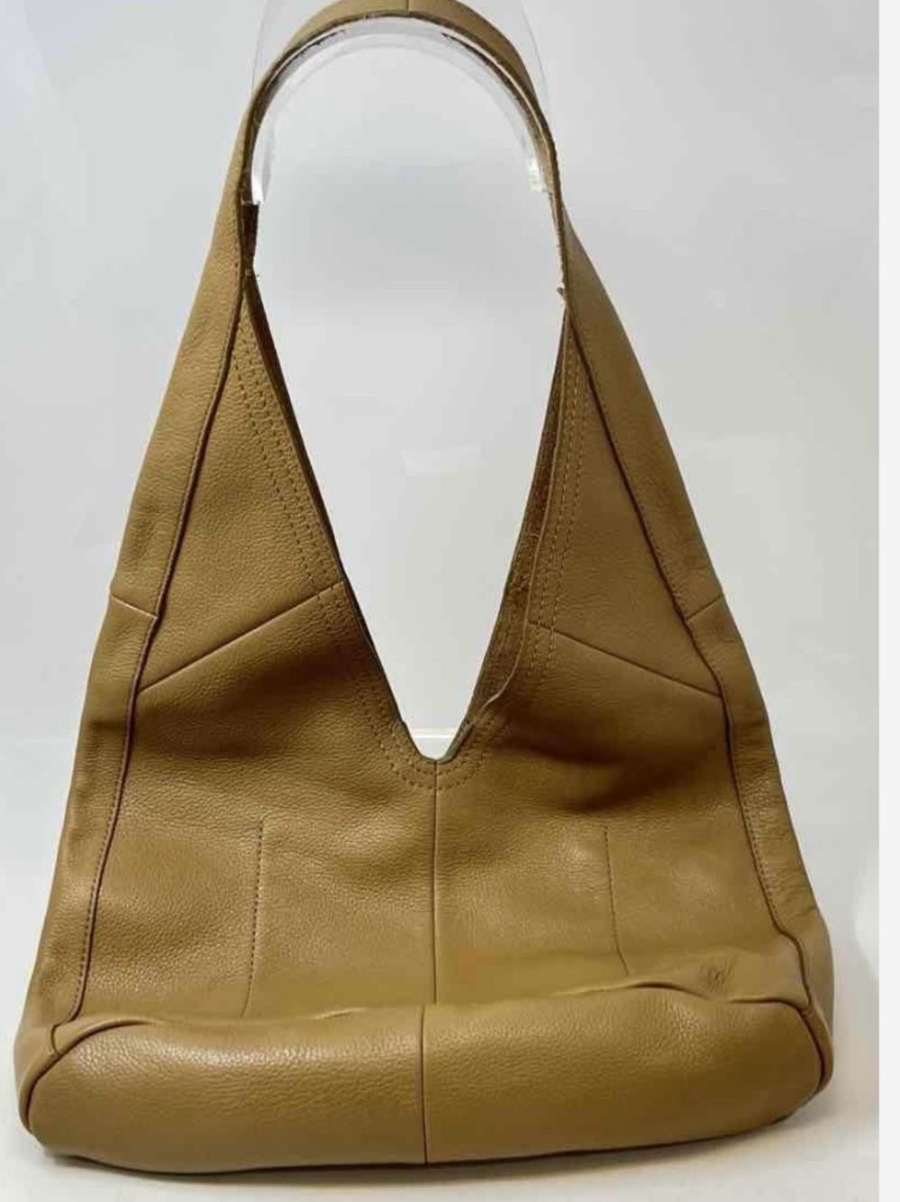 Vince Camuto Womens Jozie Beige Leather Inner Pockets Shoulder Hobo Handbag